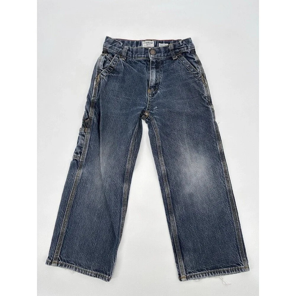 Vintage Oshkosh kids jeans denim carpenter painter cut wide leg size 6 youth